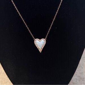 Heart Pendant Necklace with Opal Stone